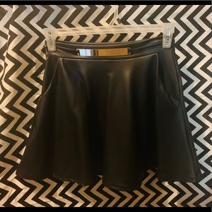 Black Leather Skater Skirt Size Med